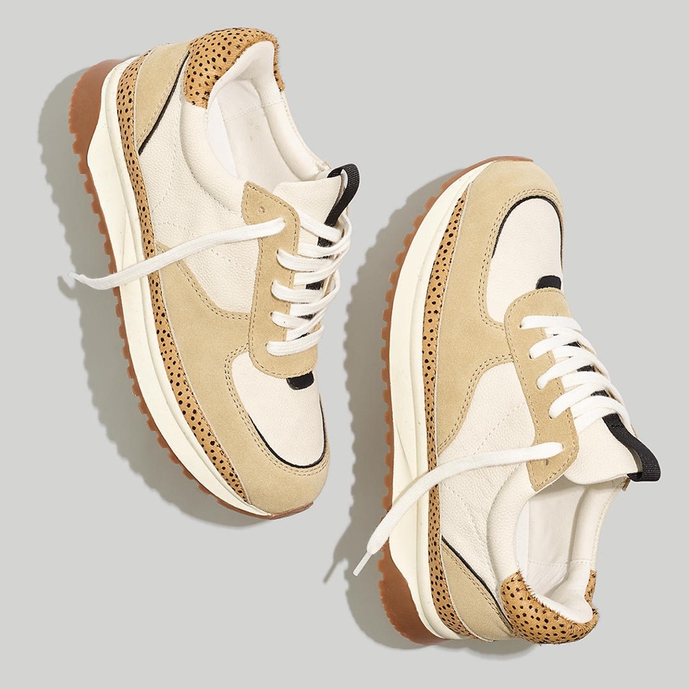 Madewell Kickoff Trainer Sneakers in Leather & Spot Dot Calf Hair size Women 8M